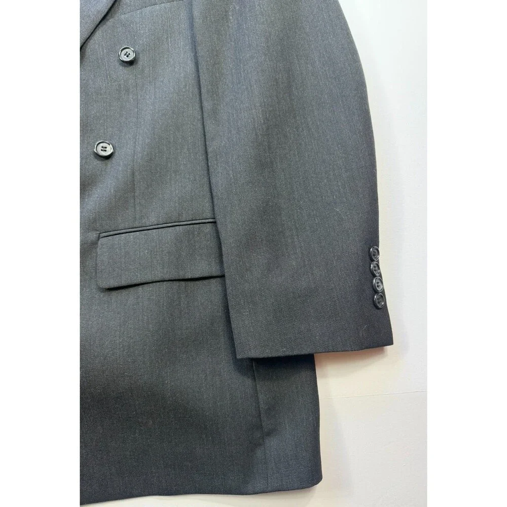 Tom James Investment Collection Suit Charcoal Grey Pinstripe Double Breasted